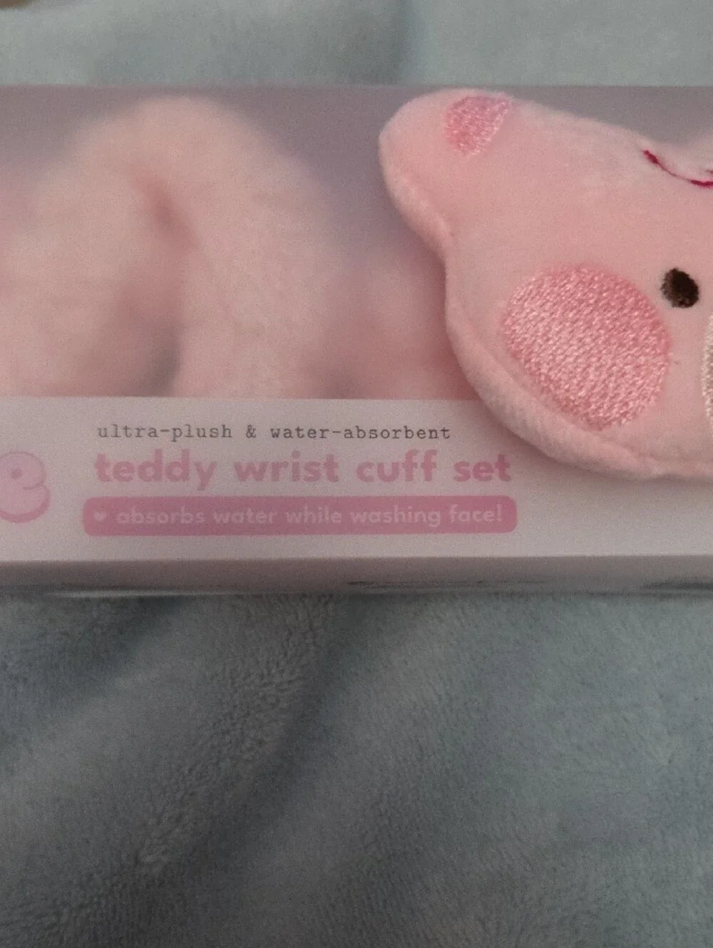 The Creme ShopPink Plush Teddy Wrist Cuff Spa Headband - Pink  NWOT